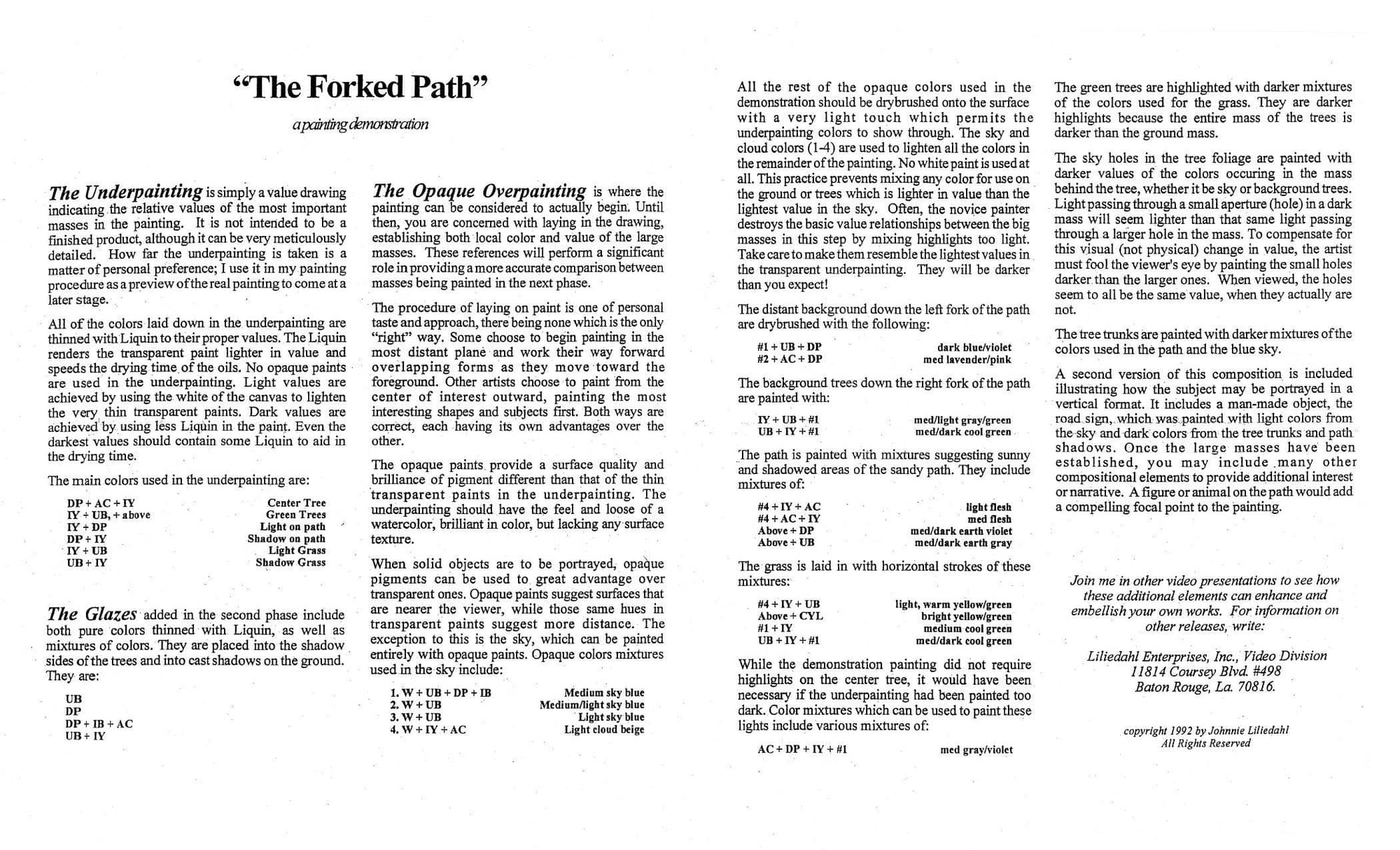 Johnnie Liliedahl: Basic Landscape Painting - Forked Path Bundle