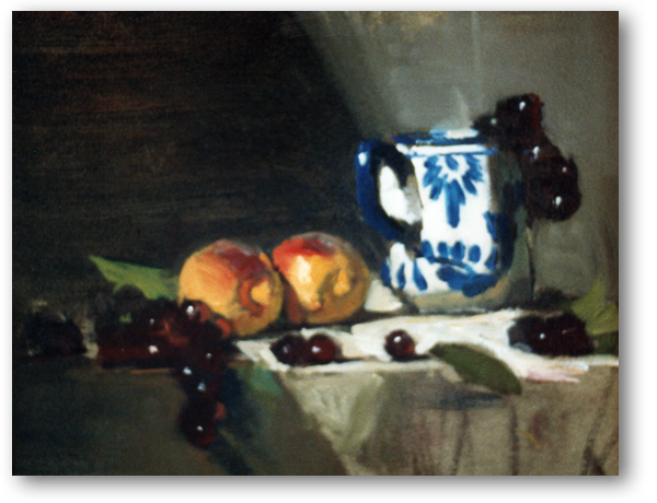 David A. Leffel: Painting The Still Life Peaches With Delft Mug